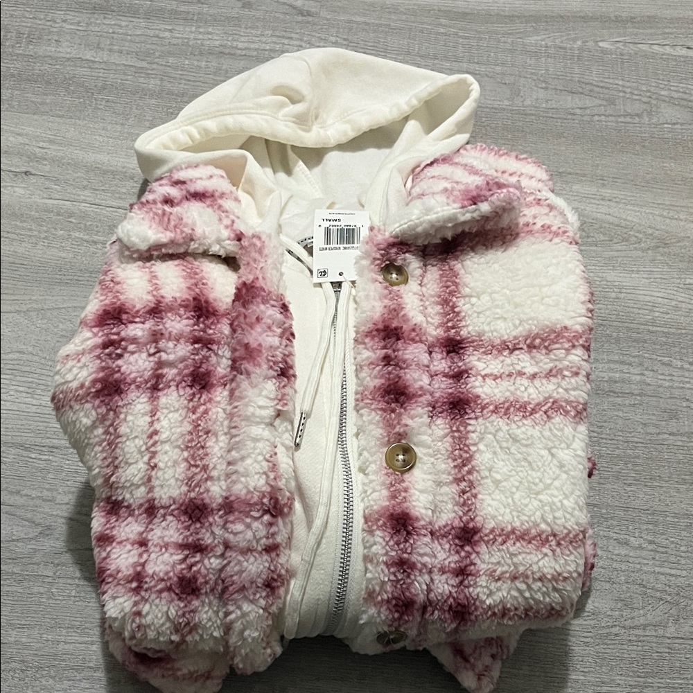 NWT Madden Girl White and Pink Sherpa Jacket
